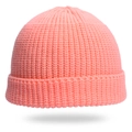 Classic coral pink knit beanie featuring ribbed texture and stylish wide-cuffed brim - Adjustable / Fluorescent Pink