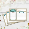 Floral recipe card set with mason jar design on white wood background for kitchen - Blue-Green Gingham Mason Jar Style (Model A) / 10cm x 15cm