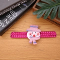 Pink sequin slap bracelet for kids with a cute plush snowman for Christmas gifts - Sequin Snowman Style