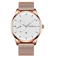 Orologio al quarzo elegante in oro rosa con quadrante bianco e cinturino a maglia - Quadrante Bianco Cassa Oro Rosa Cinturino in Maglia Oro Rosa