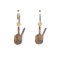 Gold peace sign earrings with micro-pave colorful zircon stones on white background - Peace Sign