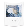 Bohemian tapestry featuring Monet Etretat seascape painting and gallery text on white cloth - Lt202-18 / 150X200CM (Brushed Fabric)
