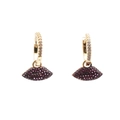Detail of gold hoops with micro-set clear stones and sparkling pink lip pendants - 3# Red Black Lips