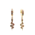 Detailed view of gold snake earrings featuring multi-color cubic zirconia gemstone accents - 8# Snake Shape