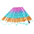 Set de 20 brochas de maquillaje con mangos de diamante degradados azul-rosa y cerdas suaves - Azul Fresco