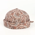 Detail von Paisleymuster und Cordstruktur der Vintage Dockermütze ohne Krempe - Verstellbar / Khaki