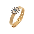 Bracelet à maille dorée avec pendentif œil grec orné de zircons colorés pour femme - Œil à Cils Or