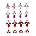 Detailed sheet of self-adhesive face gems featuring waterdrop and leaf crystal shapes - ET-10-1 Aurora Geometric Set