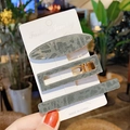 Set di 3 fermagli per capelli in marmo grigio scuro con glitter fini e clip in metallo - 4# Grigio Nero Motulato