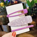 Set of three purple acrylic hair clips in marble texture and solid violet finish - Purple Marble Pattern Set (11#) / 3-Pack