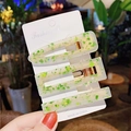 3-piece green glitter resin hair clip set including teardrop and rectangle shapes - Green Glitter Clear Set (18#) / 3-Pack