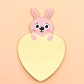 Cute pink rabbit cartoon sticky note in yellow heart shape for students and office use - Rabbit
