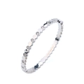 Bracelet argenté géométrique minimaliste avec cristaux de zircon brillants sertis micro-pavé - Bangle / Or Blanc