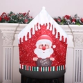 Red Christmas chair cover with Santa Claus and Warm Wishes sign for holiday decor - Santa Claus