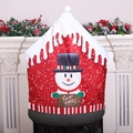 Snowman Christmas chair cover with Warm Wishes sign and festive fireplace background - Snowman