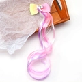 Detail of colorful gradient wig hair with a resin unicorn and ribbon bow hair clip - Unicorn - Pink+Purple+Creamy White