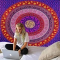 Großer böhmischer Mandala Wandbehang mit lila und roten Mustern für Schlafzimmer Dekor - 150x130cm / Mandala Stil 2