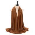 Brown long pearl chiffon hijab scarf for women, elegant lightweight solid color head wrap - Coffee