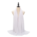 Elegant plain white pearl chiffon hijab shawl for women made of lightweight fabric - White