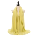 Solid yellow chiffon long hijab scarf with lightweight transparent texture for women - Light Neon Green