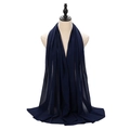 Navy blue pearl chiffon hijab scarf with lightweight and breathable plain fabric - Navy Blue
