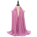 Elegant solid pink pearl chiffon hijab scarf for women, lightweight and soft texture - Purple