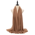 Brown pearl chiffon hijab scarf for women featuring a long elegant draped design - Dark Khaki