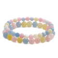 Morganite beaded bracelet set in pastel pink blue yellow and white tones - Set