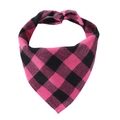 Close-up of rose pink and black plaid pattern on cotton pet bandana for dogs - M (Fits Neck 20-42cm) / Rose Red Checkerboard