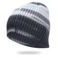 Bonnet court en maille côtelée tie-dye avec dégradé noir, gris et blanc - Gris Foncé