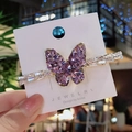 Fermaglio per capelli a farfalla in cristallo di zircone viola con finitura in oro - Viola
