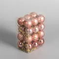 Weihnachtskugel-Set in Roségold mit glänzenden und strukturierten Kugeln in Box - 3cm 24er Set / Milchtee-Farbe