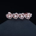 Rose gold hair clip with heart designs featuring rhinestones and white pearls - 11# Peach Heart Pearl