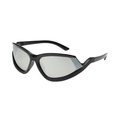 Y2K cyber-punk sports sunglasses with black contoured frame and silver lenses - Black Frame Silver Mirrored Lens