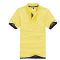 Classic yellow cotton polo shirt with contrast navy blue trim on collar and sleeves - Yellow Navy