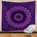 Purple mandala tapestry wall hanging for yoga and bohemian home bedroom decor - 150x130cm / Purple Mandala