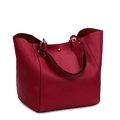 Red pebbled PU leather tote bag with large capacity and elegant gold hardware - Red
