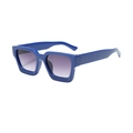 Occhiali da sole retrò con montatura spessa blu reale e lenti sfumate viola di tendenza - Montatura Blu Lenti Grigie Sfumate