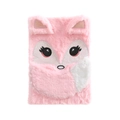 Détails du carnet renard en peluche rose avec fourrure douce et oreilles à paillettes - Renard / Rose