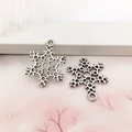 Silver snowflake charms set for DIY jewelry making with snowflake pendant details - 17x22mm Snowflake-8391