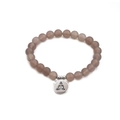 Bracciale Buddha in agata grigia opaca 8mm fatto a mano per meditazione e stile zen - Stile Piastra Rotonda con Figura di Buddha / Agata Marrone Grigiastro