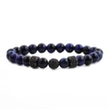 8mm blue tiger eye stone beaded bracelet set with crown and tire spacers for men - Blue Tiger Eye Zirconia Ball