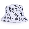 Cappello da pescatore bianco con stampa di palme nere per protezione solare - Taglia unica / Palma di Cocco Bianco