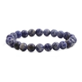 Minimalist 8mm beaded natural blue sodalite and grey stone bracelet for men - Sodalite