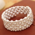Elegante bracciale a quattro strati di perle e strass per occasioni formali e matrimoni - Stile a 5 File