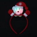 Luminous red plush Christmas headband with a glowing snowman figure for holiday gifts - Luminous Raised Hand Bear