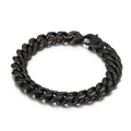 Clásico brazalete de cadena cubana de acero inoxidable con acabado negro mate - Negro (KB116430-Z)