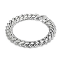 Pulsera cubana de acero inoxidable plateado con cierre de langosta para hombre - Color Acero (KB116425-Z)