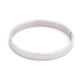 Detail of silver stainless steel bangle with roman numeral engraving and clasp buckle - Steel