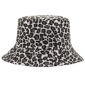 Japanese style black and white leopard print reversible bucket hat for women outdoors - M (56-58cm) / White